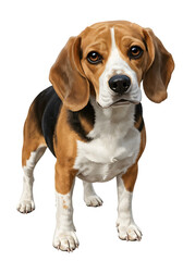Isolated Beagle Dog Portrait With Brown Black and White Fur
