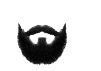 Isolated Black Beard and Mustache On Transparent Background For Men Style