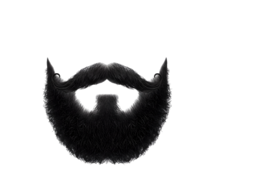 Isolated Black Beard and Mustache On Transparent Background For Men Style