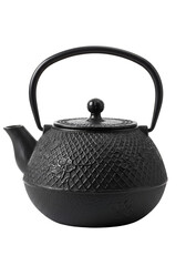 Isolated Black Cast Iron Teapot Kettle for Brewing on Transparent Background