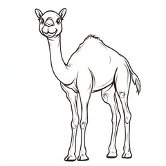 Outlined cartoon camel