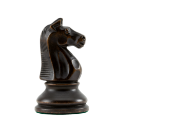 Isolated Black Chess Knight Piece on Transparent Background Game