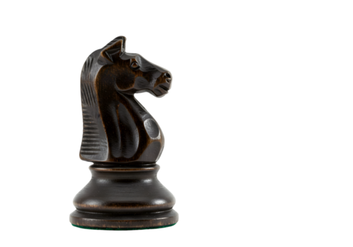 Isolated Black Chess Knight Piece on Transparent Background Game