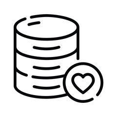Well designed linear icon of favourite database