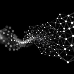Abstract network connection digital technology background with connecting dots lines
