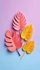 Colorful paper monstera leaves tropical papercraft art design ideas and inspiration