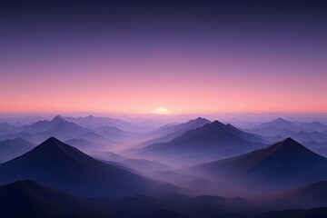 Purple mountain range landscape wallpaper background at sunrise scenic view image art