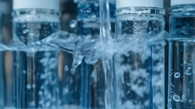 A reverse osmosis unit that filters water, showing the complex filtration process and the resulting pure water. Ideal for illustrating water purification and clean water technology. 4k video
