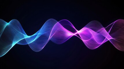 Fototapeta premium Abstract swirling lines of vibrant light, blue & purple on dark background