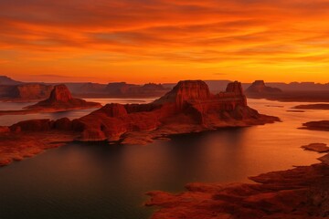 Sunset Over the Majestic Lake Powell Landscape