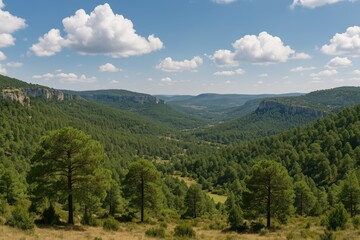 Scenic View of the Cuenca Mountain Range in a Spanish Region of Castilla y Mancha
