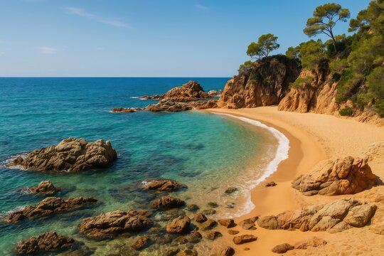 Scenic Views and Details of the Coastal Fortress in Girona
