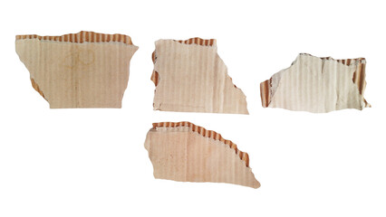 Torn Cardboard Pieces, Grunge Texture, Isolated on Transparent Background