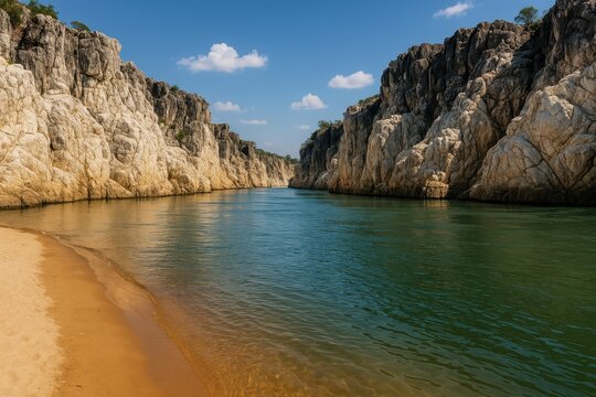 The Stunning Marble Formations and River Scene at Bhedaghat
