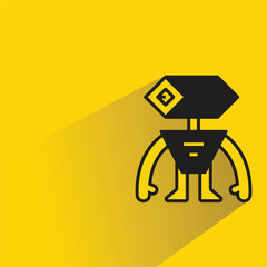 robot character with shadow on yellow background