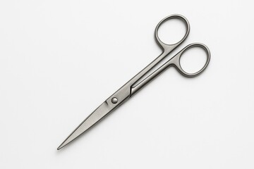 Obraz premium Sharp metal scissors isolated on plain backdrop