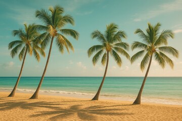 Tropical palms along the shoreline