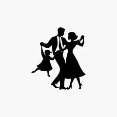 family graphic people dancing family cute baby illustration