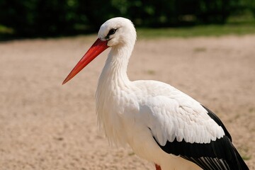 Fototapeta premium Close-up shot of a white stork in macro photography style