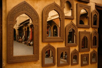 Obraz premium Traditional Asian-style mirrors available at the local marketplace