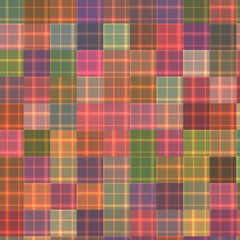 Vibrant Abstract Grid Pattern with Translucent Overlapping Squares in Warm Multicolor Tones