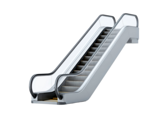 Modern escalator for urban design and transportation concepts on transparent background, PNG