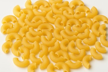 Close-up of macaroni against a white backdrop