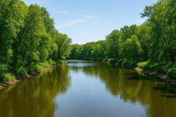 Fototapeta premium Stream flowing through the park's natural landscape