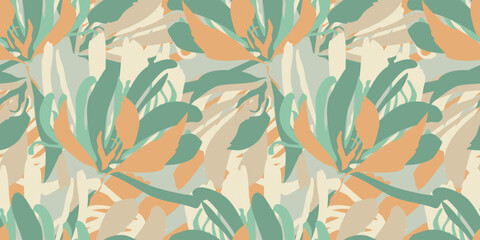 Vector abstract leaf and modern shapes drawing illustration seamless repeat pattern fashion and home decor print fabric digital artwork