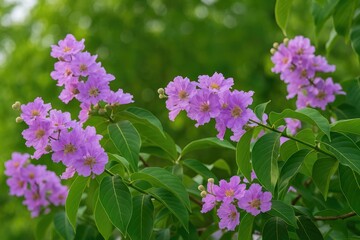 Obraz premium Tropical Southern Asian Flora: Lagerstroemia Speciosa and Macrocarpa