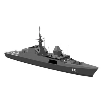 Navy Frigate Vector Drawing