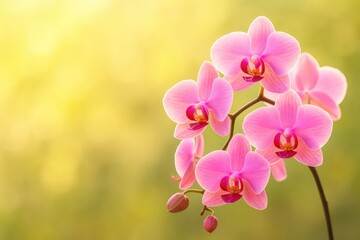 Morning light illuminating a vibrant orchid display