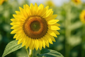 Naklejka premium Organic Sunflower Bloom in Full Bloom