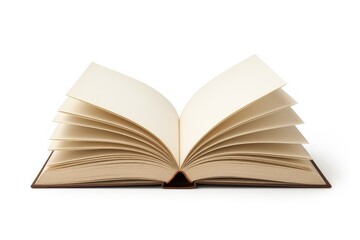 Fototapeta premium Open a brown book against a white background with a clean cutout for your project