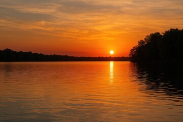 Evening Reflections by the Lakeside