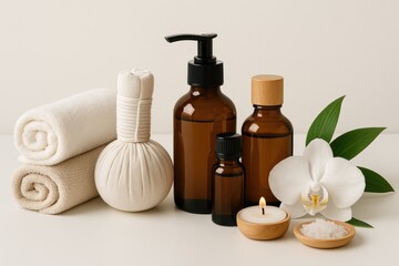 Relaxing massage series with spa amenities