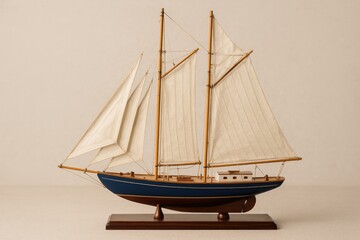 Obraz premium Miniature toy sailboat model for display purposes
