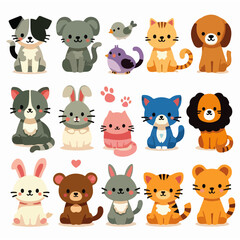 Obraz premium cute cartoon pet collection