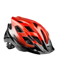 Stylish red and black cycling helmet for safety.