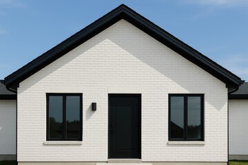 Contemporary Residential Exterior Featuring White Brick Facade and Dark Roof Accents