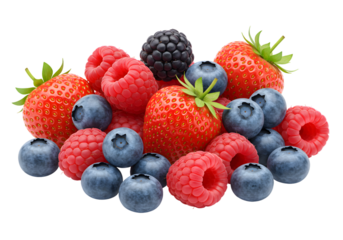 Isolated Transparent Background Fresh Berries Still Life Strawberries