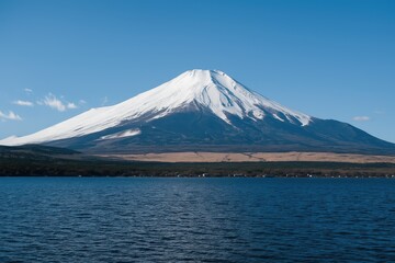 View of Mount Fuji across Lake Yamanaka's waters