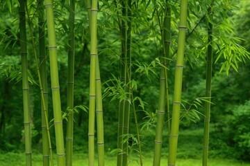 Fototapeta premium Uncultivated bamboo growing naturally in a forest garden