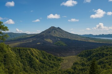 Scenic view of the volcanic crater on an island in Southeast Asia