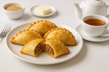 Breakfast table with Latin empanadas