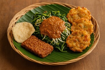 Traditional Indonesian dish from Madiun known as Pecel