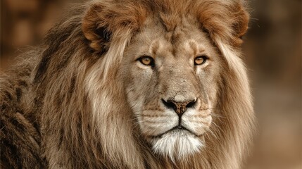 Fototapeta premium Majestic lion with golden mane standing beneath symbolic cross against radiant spiritual energy background