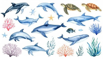 Watercolor marine life illustration