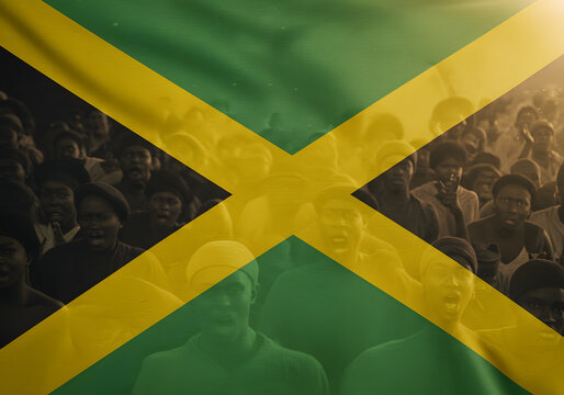 Jamaican People and Flag Celebration of Culture, Community and National Pride. - Powered by Adobe