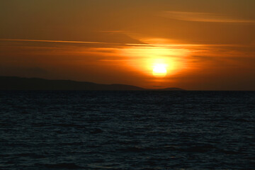 Obraz premium Beautiful sunset on the Bacvice beach in Split, Croatia.